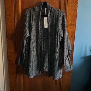 NWT NY Collection Blue and White Open Front Knit Cardigan Size 2X
